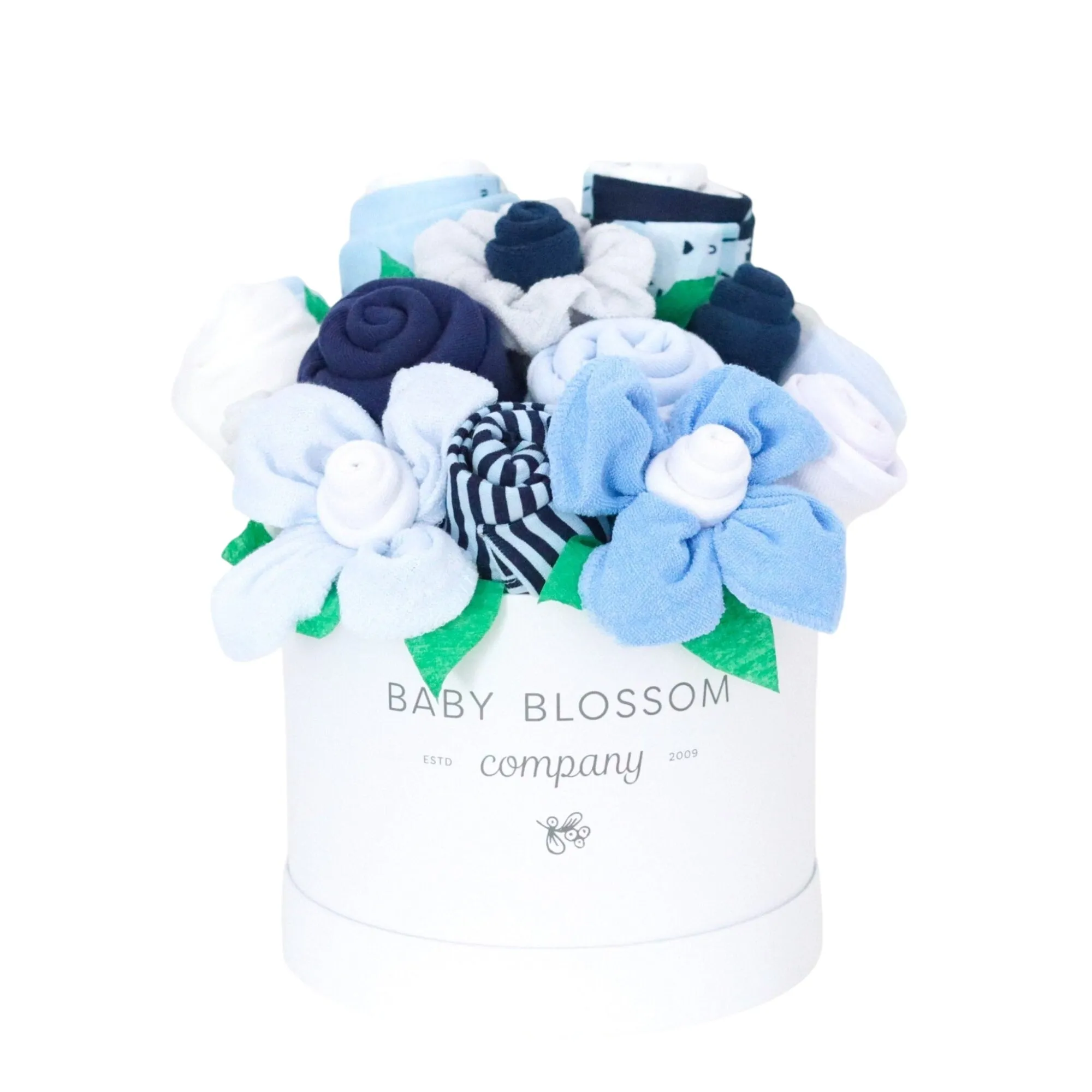 Blue Hatbox Bouquet - Deluxe Babykids_Baby-Blossom-Company