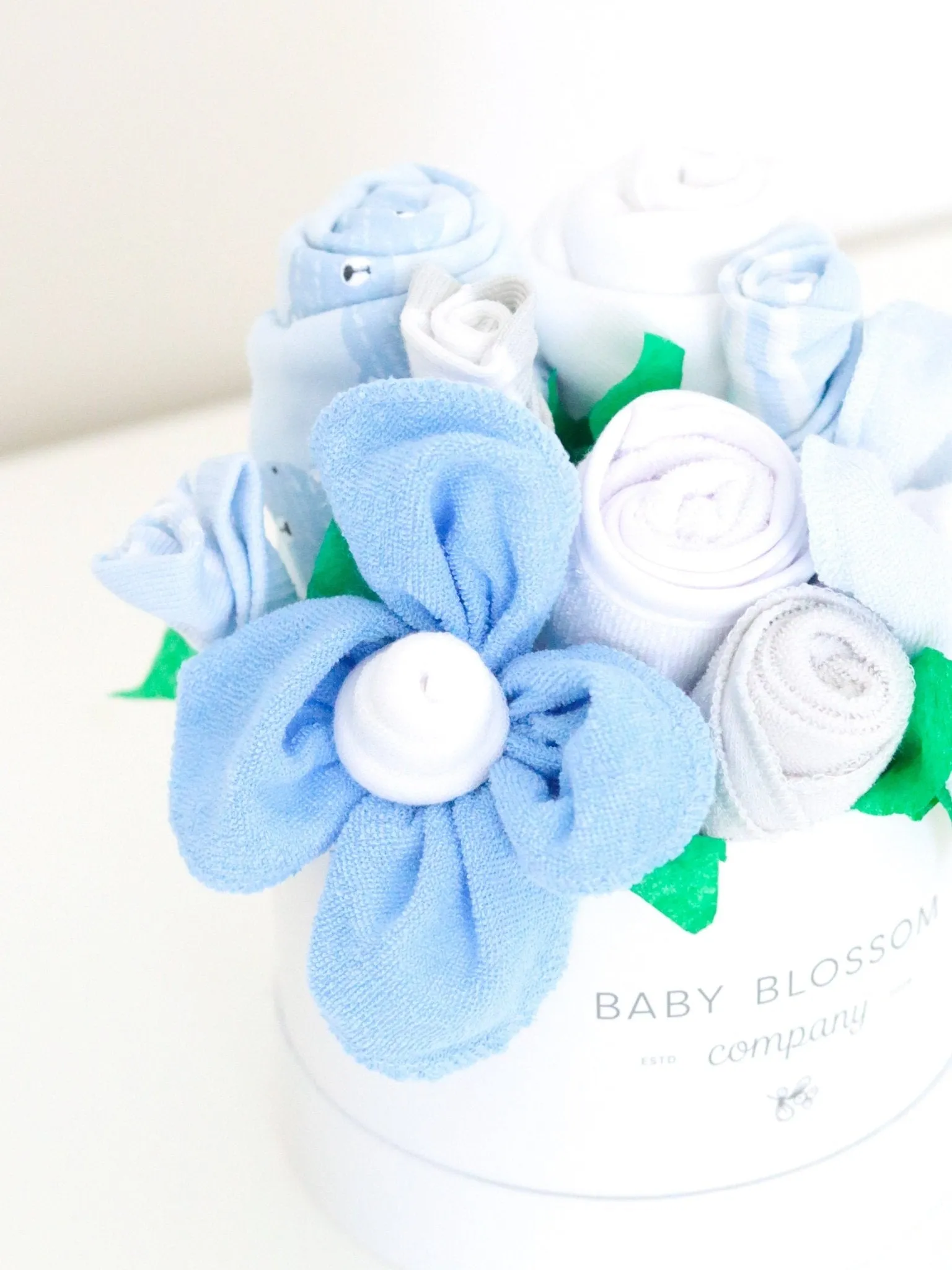 Blue Hatbox Bouquet - Petite Babykids_Baby-Blossom-Company