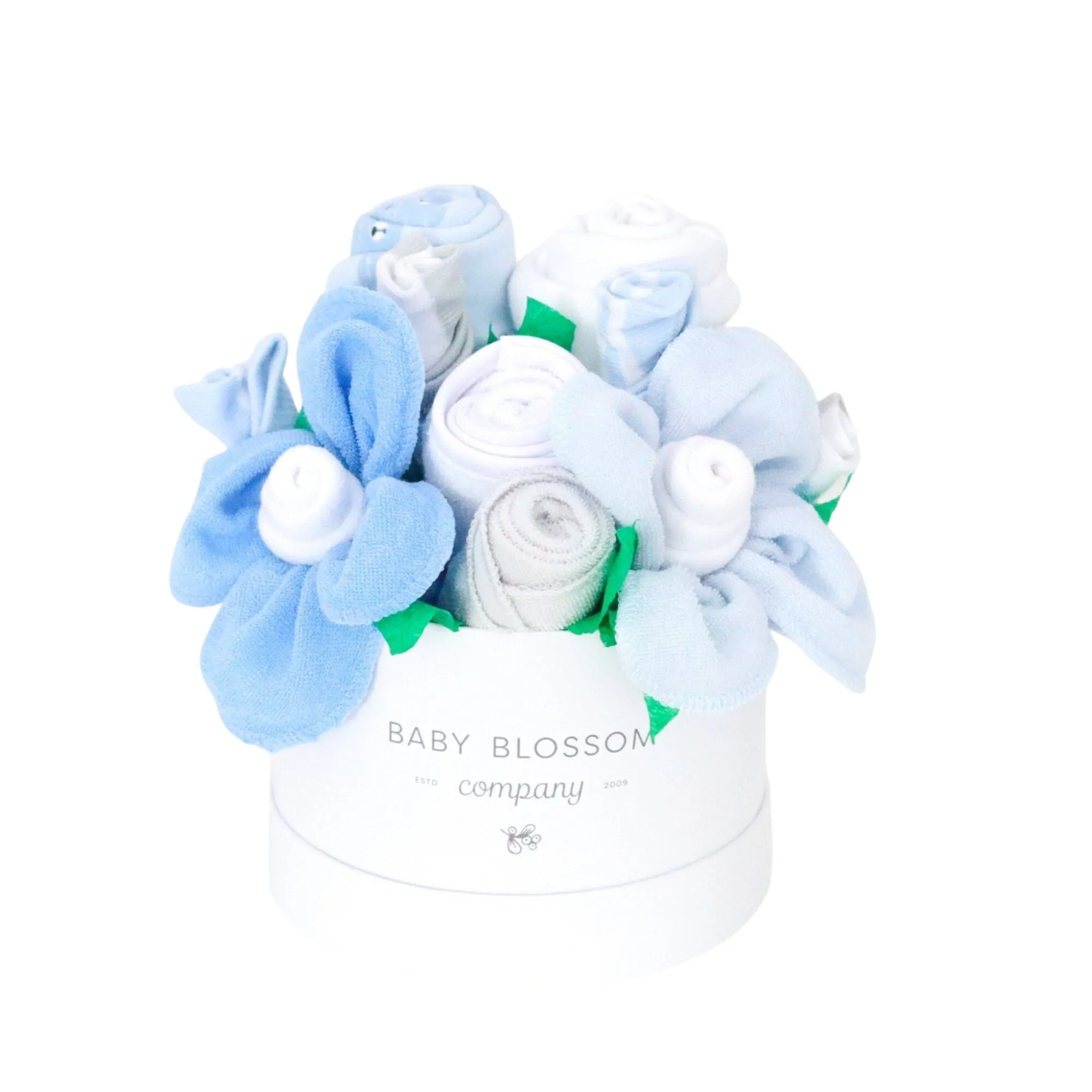 Blue Hatbox Bouquet - Petite Babykids_Baby-Blossom-Company