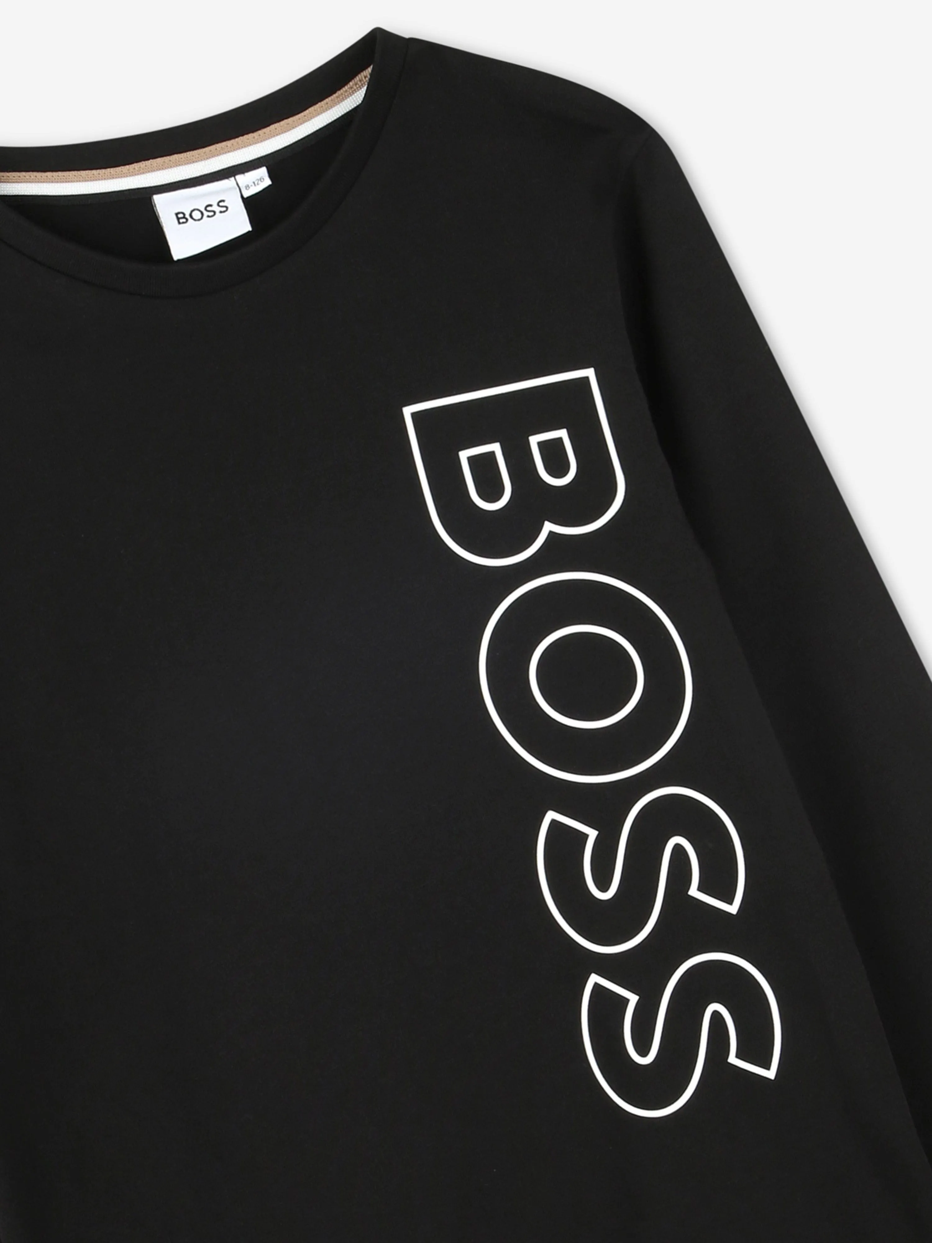 BOSS Boys Long Sleeve Logo T-Shirt in Black