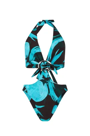Buckle One Piece In Turquoise Flower