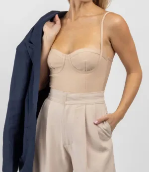 Bustier Sleeveless Stretch Bodysuit In Nude