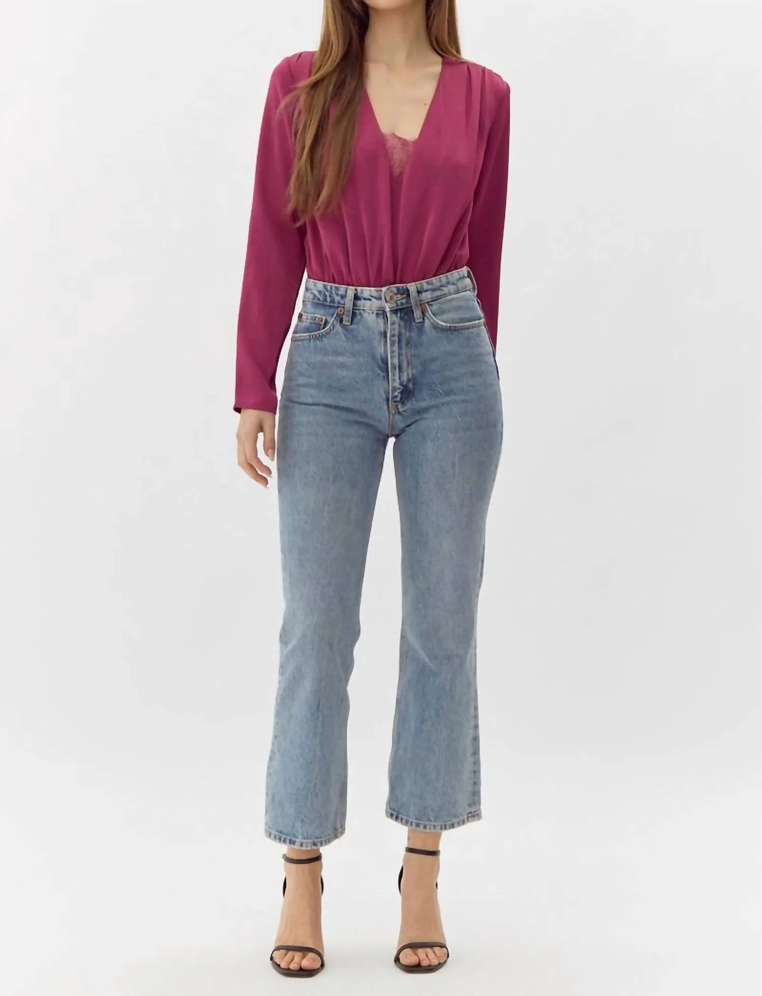 Cassidy Pleated Bodysuit In Forest Berry