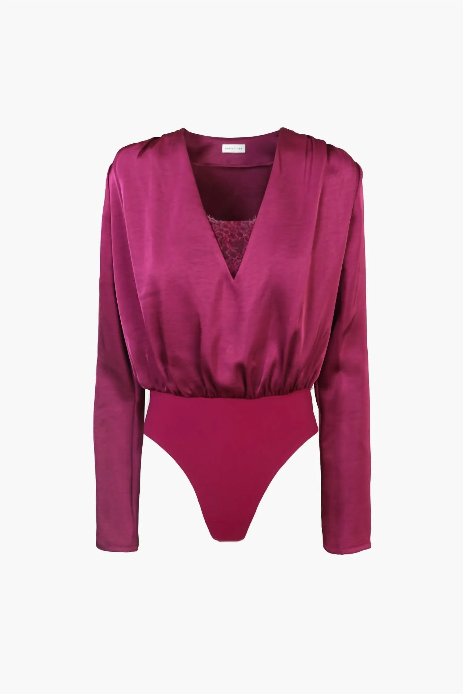 Cassidy Pleated Bodysuit In Forest Berry