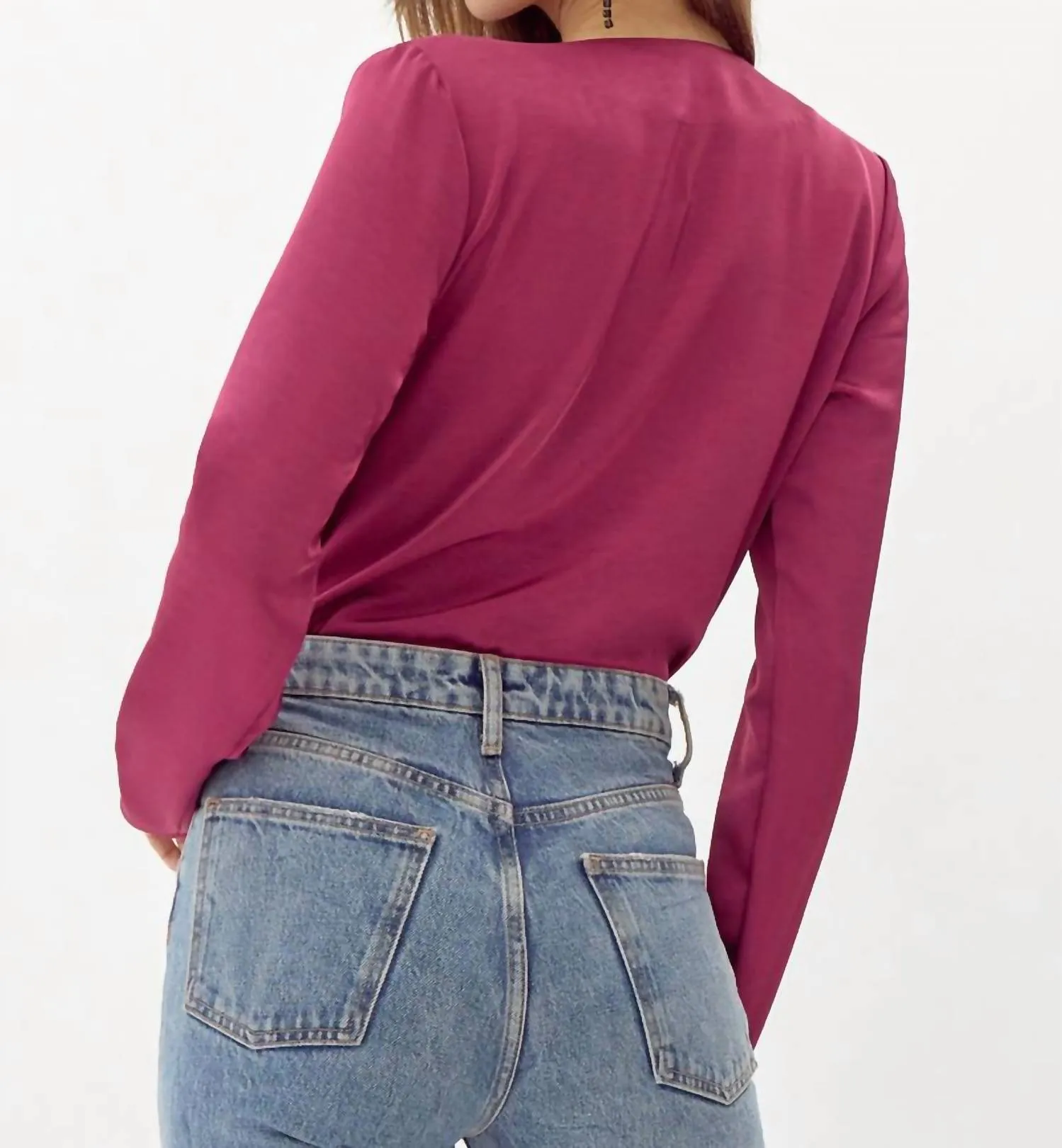 Cassidy Pleated Bodysuit In Forest Berry