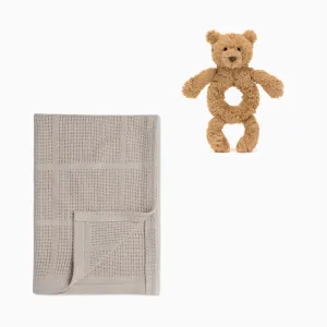 Cellular Blanket & Jellycat Ring Rattle Bundle