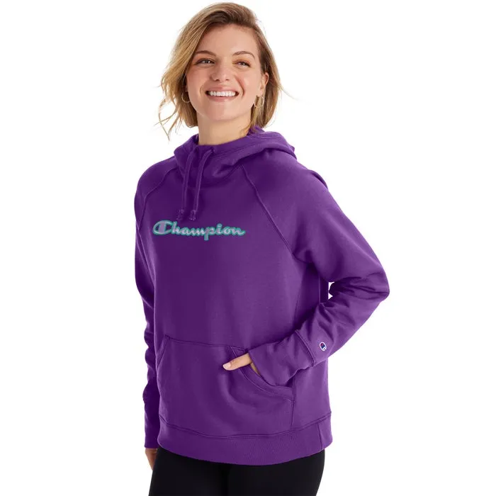 Champion Ladies Powerblend Applique Hoodie-Script