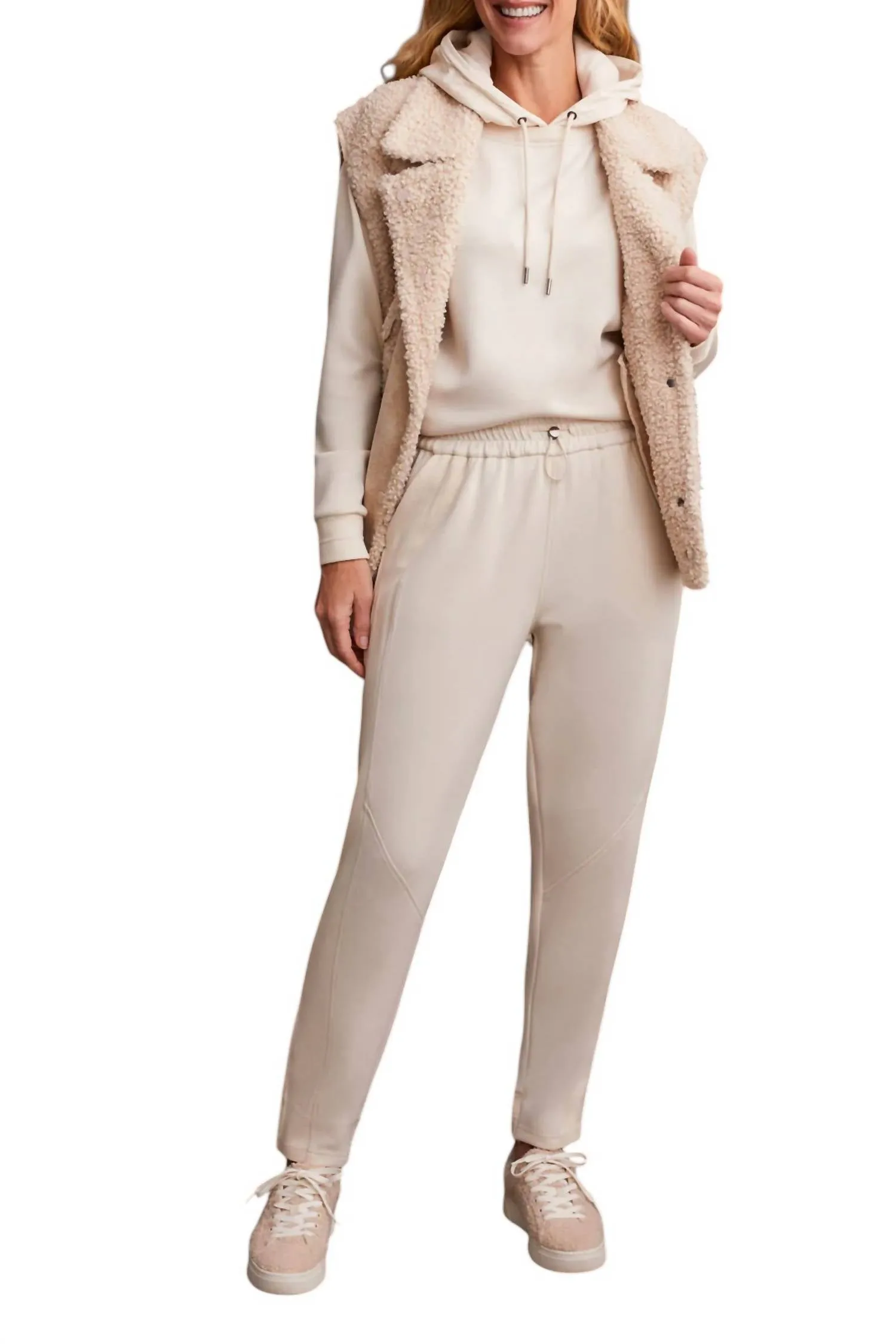 Combo Fabric Jogger Pants In Eggshell