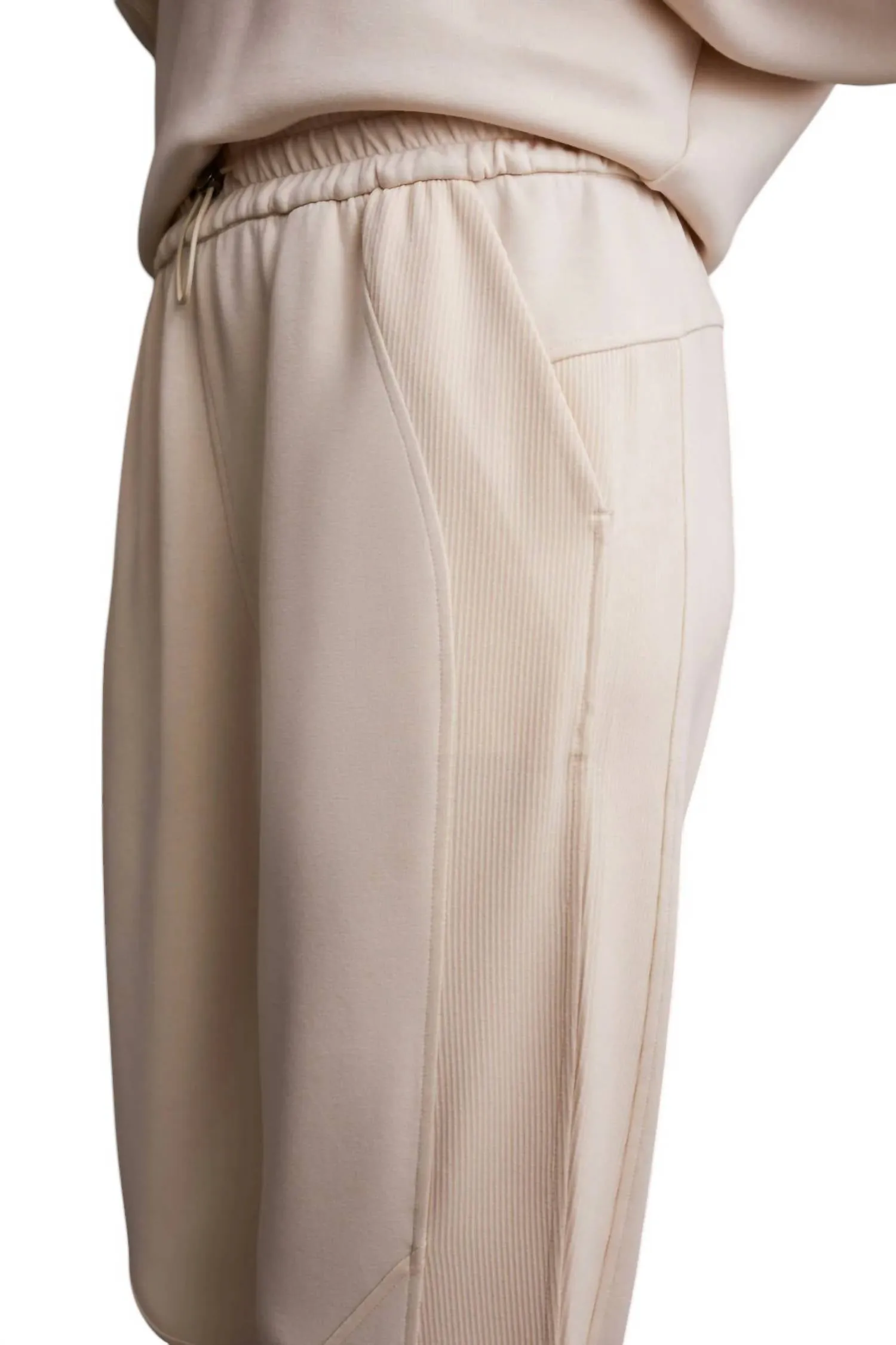 Combo Fabric Jogger Pants In Eggshell