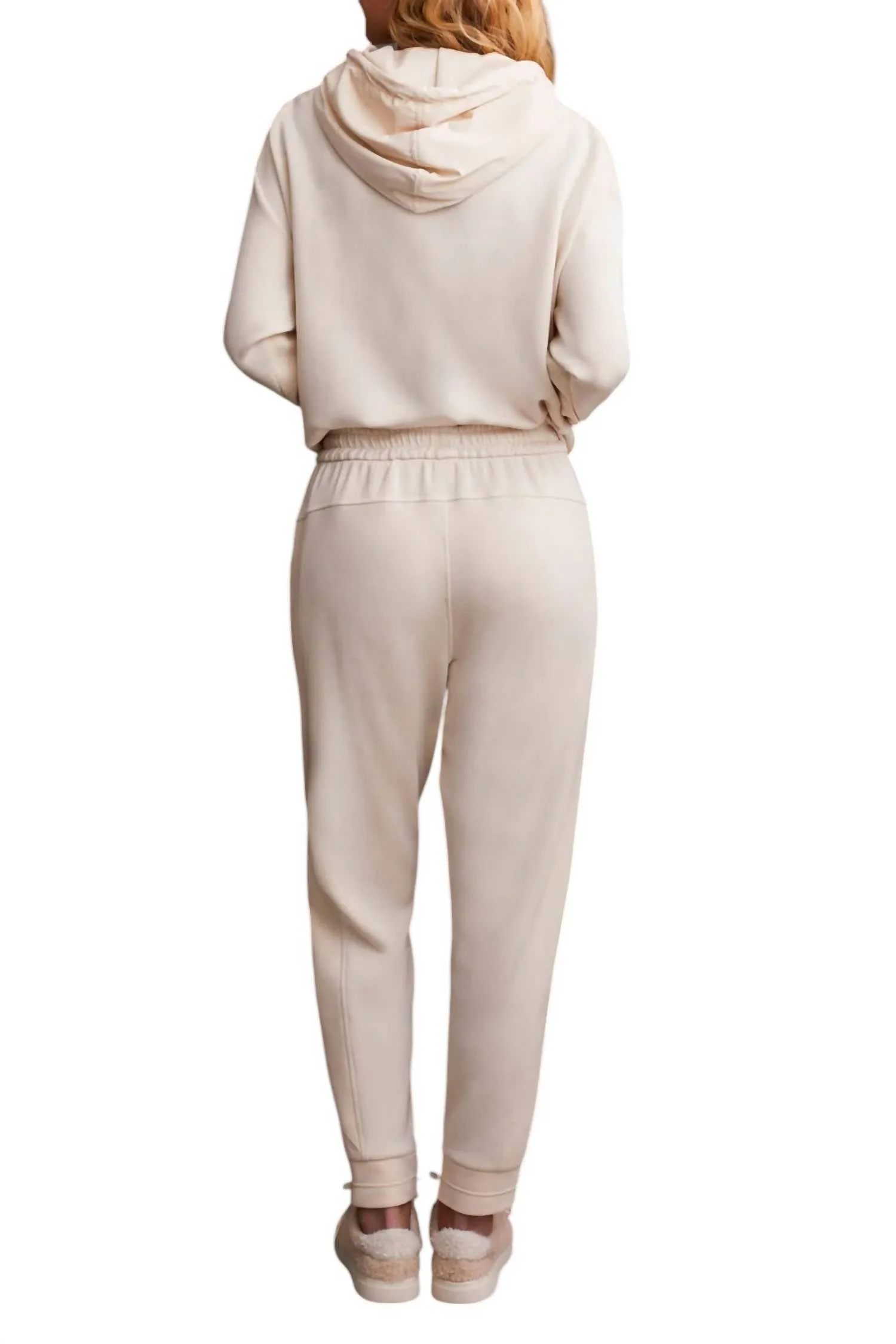 Combo Fabric Jogger Pants In Eggshell