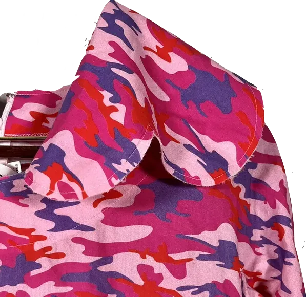 Comme des Garcons Japan. NEW WITH TAGS. "GIRL" Pink Camo Tiered Dress Cotton