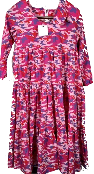 Comme des Garcons Japan. NEW WITH TAGS. "GIRL" Pink Camo Tiered Dress Cotton