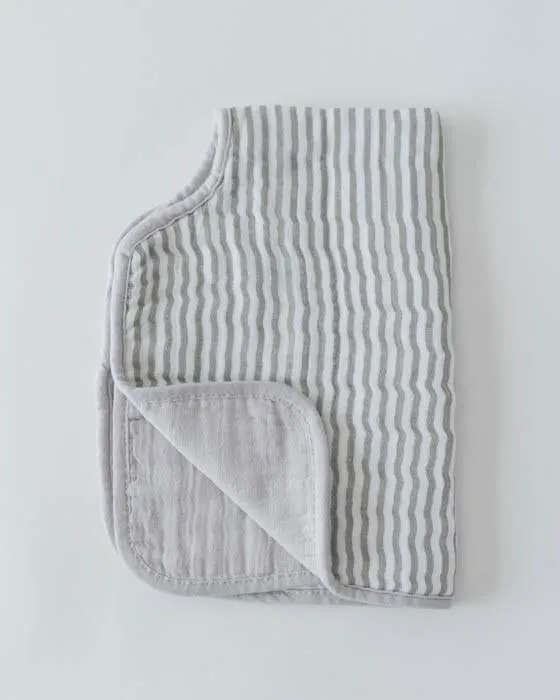 Cotton Muslin Burp Cloth - Grey Stripe by Little Unicorn