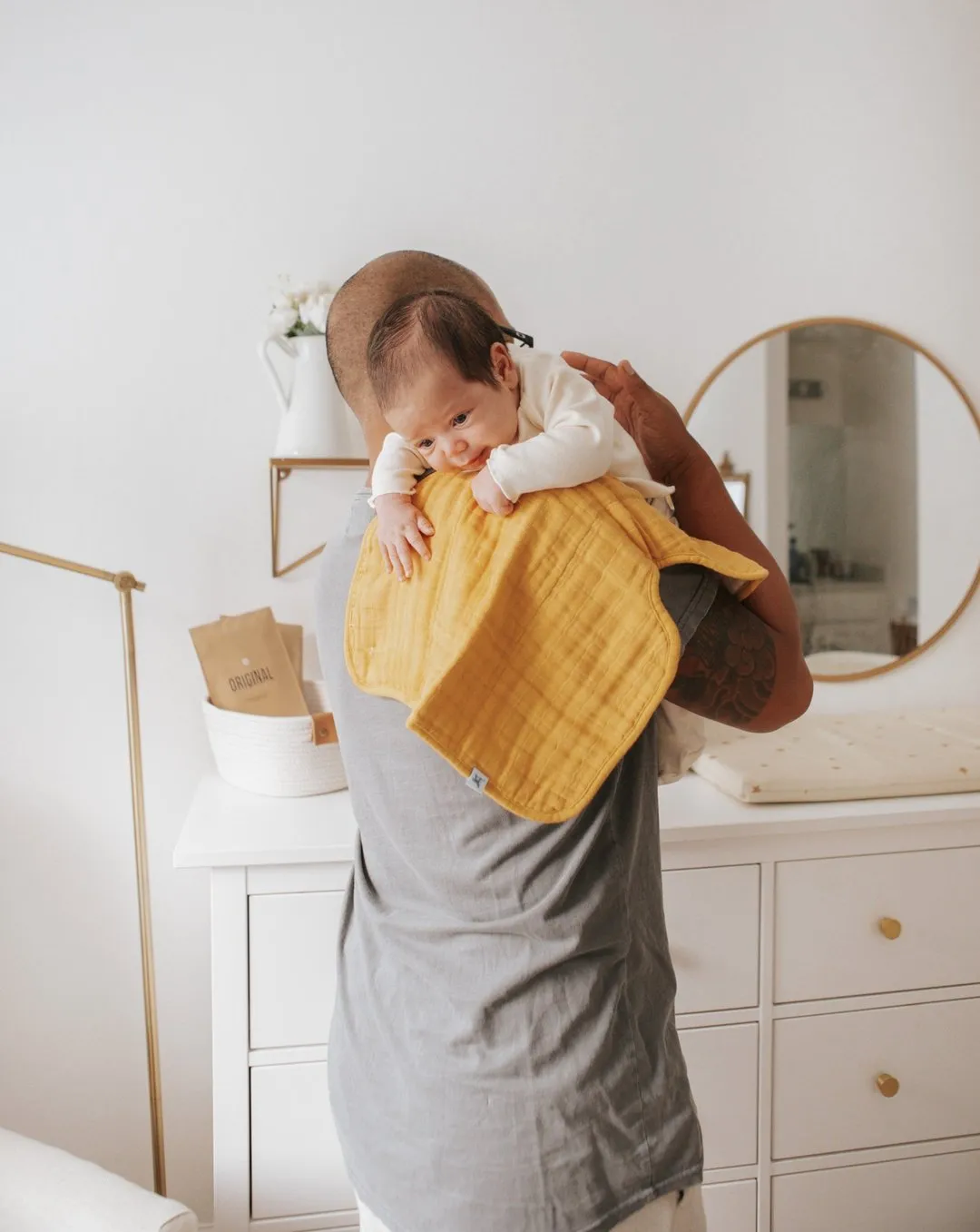 Cotton Muslin Burp Cloth - Mustard by Little Unicorn