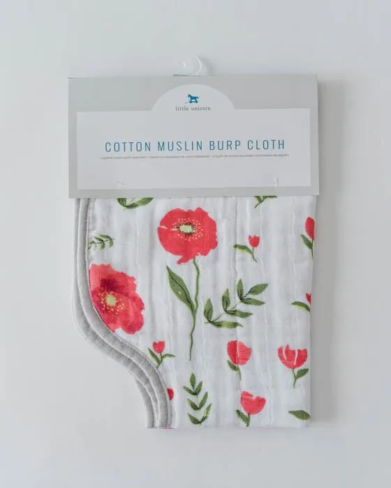 Cotton Muslin Burp Cloth - Summer Poppy by Little Unicorn