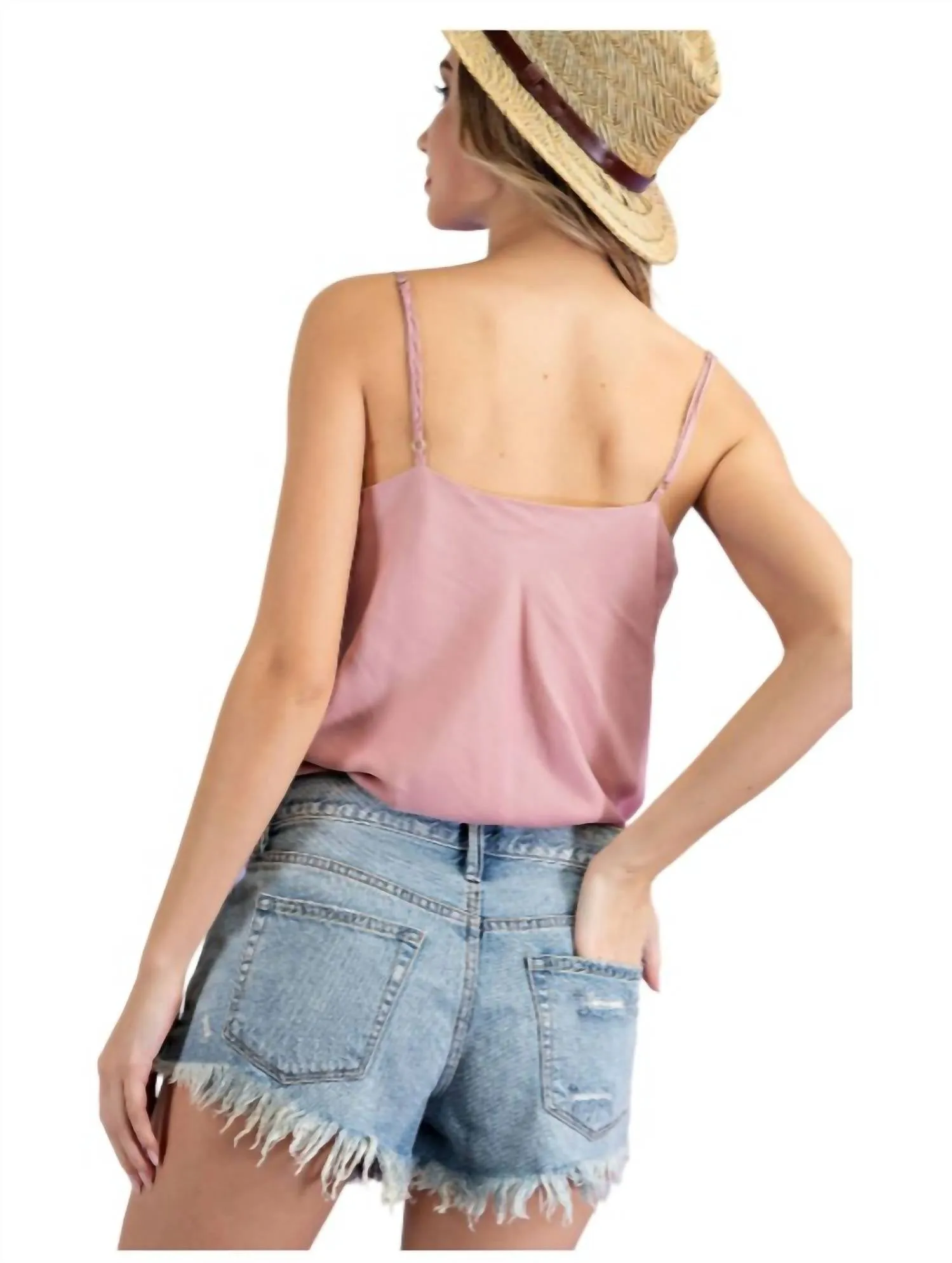Cowl Neckline Bodysuit In Rose Pink