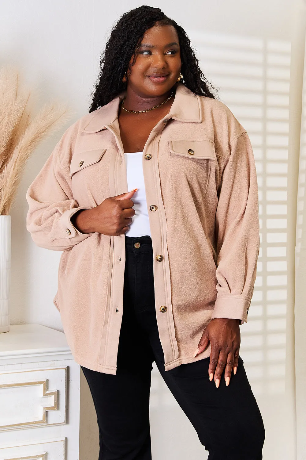 Cozy Girl Full Size Button Down Shacket