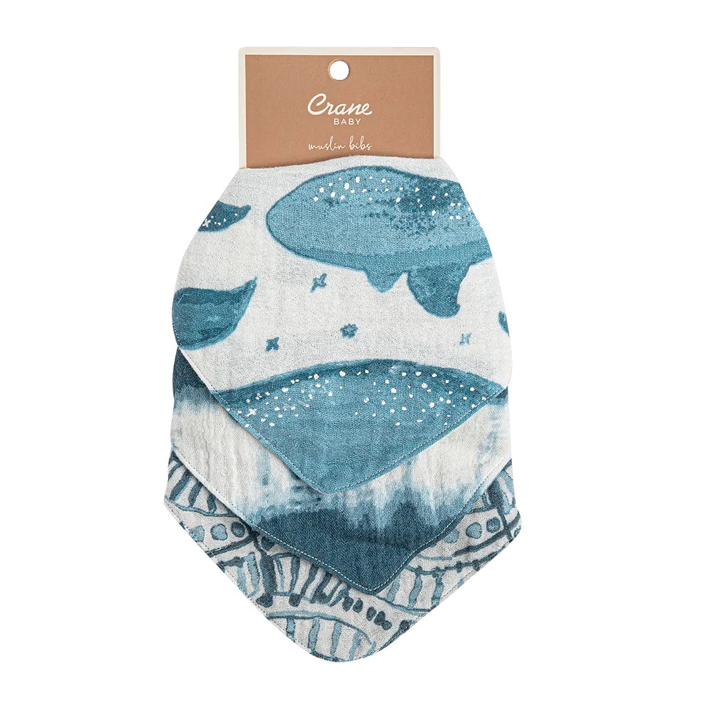 Crane Baby Caspian 3pc. Muslin Bib Set