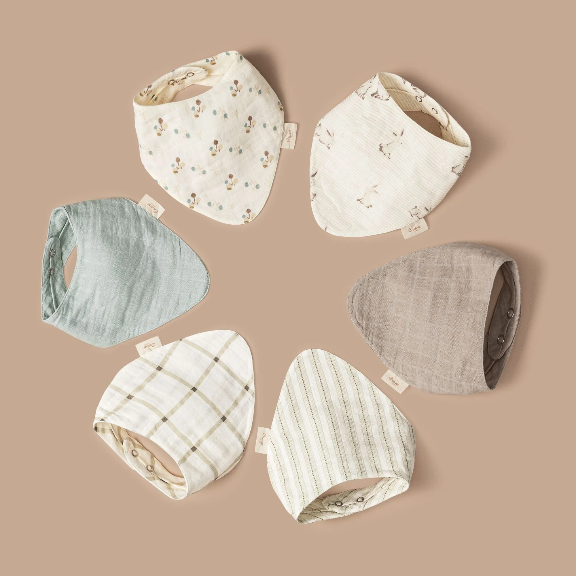 Crane Baby Organic Cotton 3-pc. Poppy Bib Set