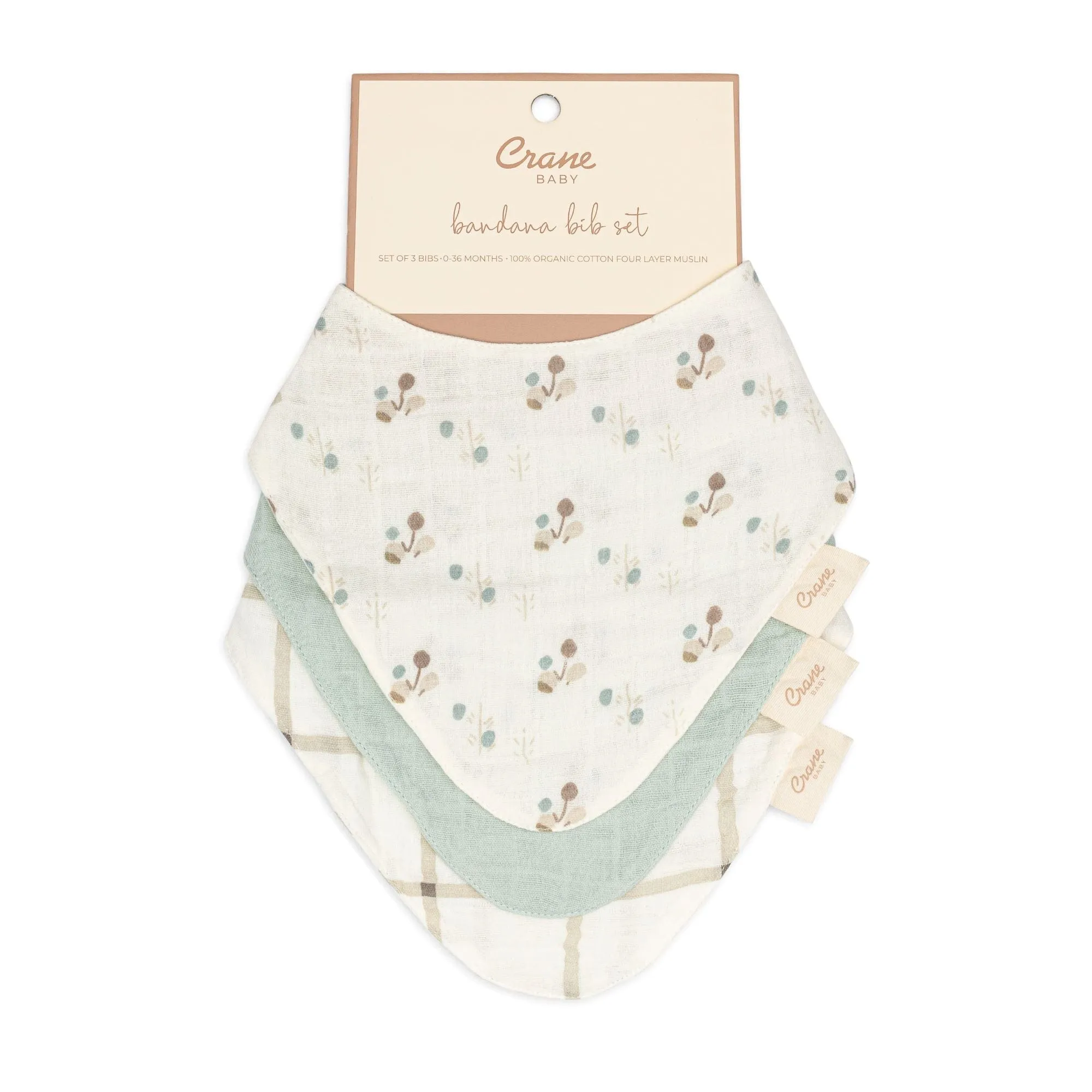 Crane Baby Organic Cotton 3-pc. Poppy Bib Set