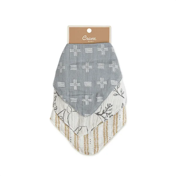 Crane Ezra 100% Cotton Muslin Baby Bib 3 Piece Set Babykids Ccrane Baby