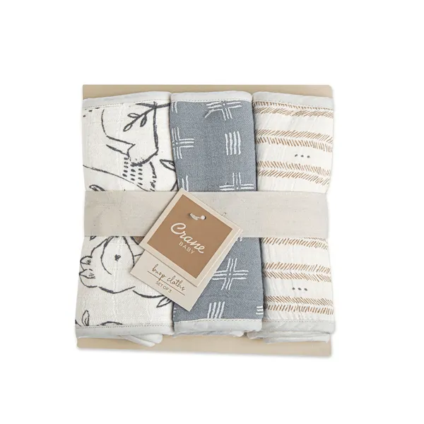 Crane Ezra Baby Burp Cloth 3 Piece Set Babykids Ccrane Baby