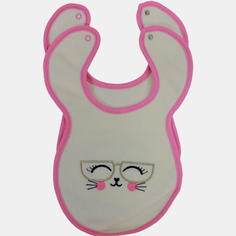 Cute Design Baby Girls Cotton Bib – 2-Pack