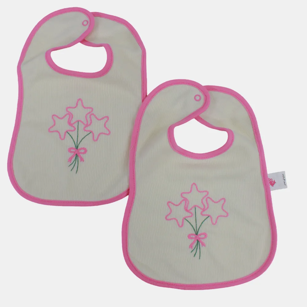 Cute Design Baby Girls Cotton Bib – 2-Pack
