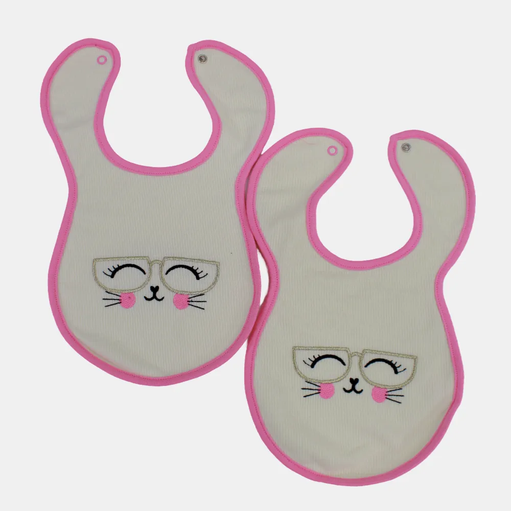 Cute Design Baby Girls Cotton Bib – 2-Pack