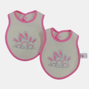 Cute Design Baby Girls Cotton Bib – 2-Pack