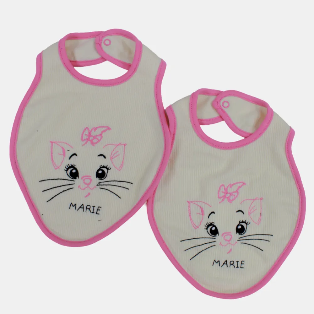 Cute Design Baby Girls Cotton Bib – 2-Pack