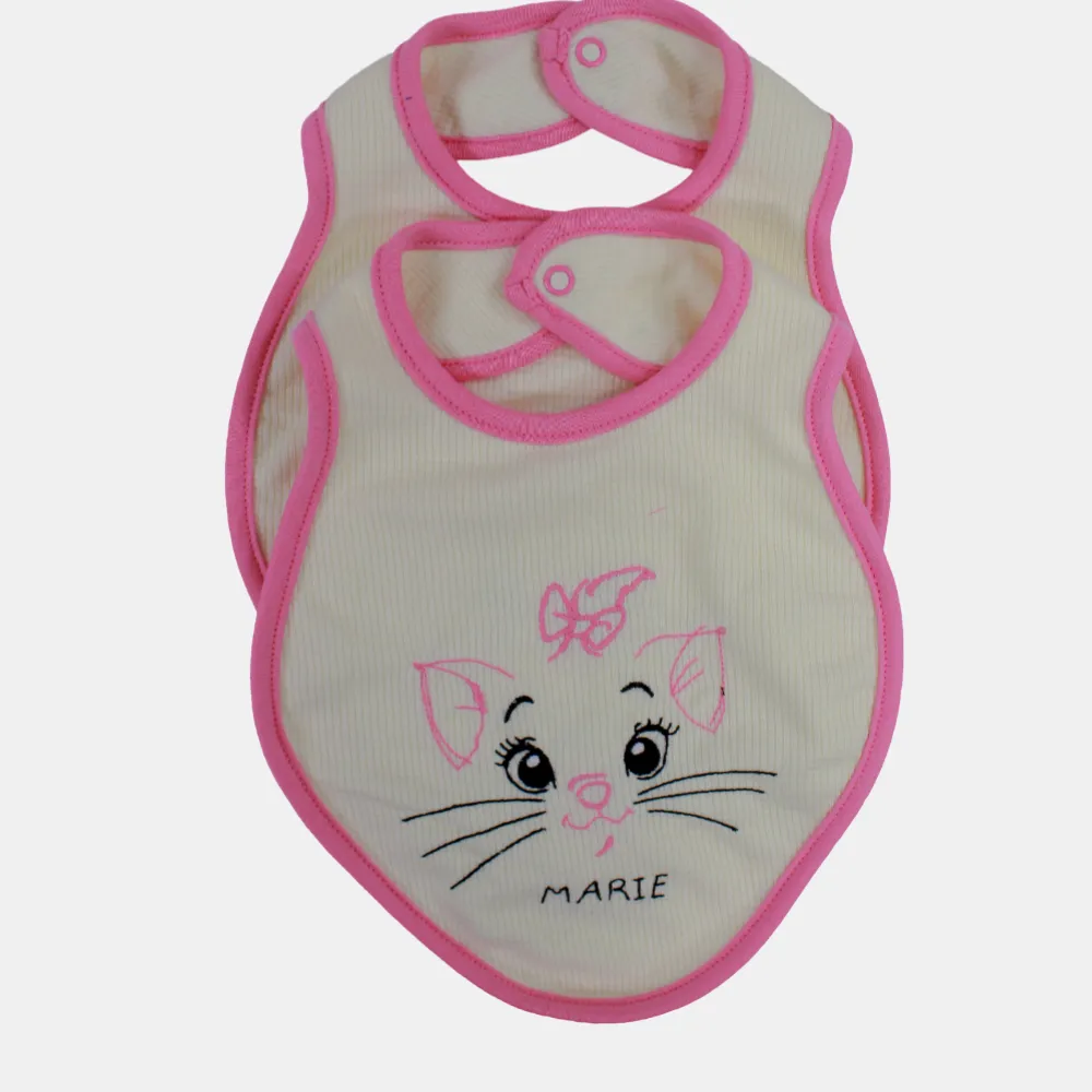 Cute Design Baby Girls Cotton Bib – 2-Pack