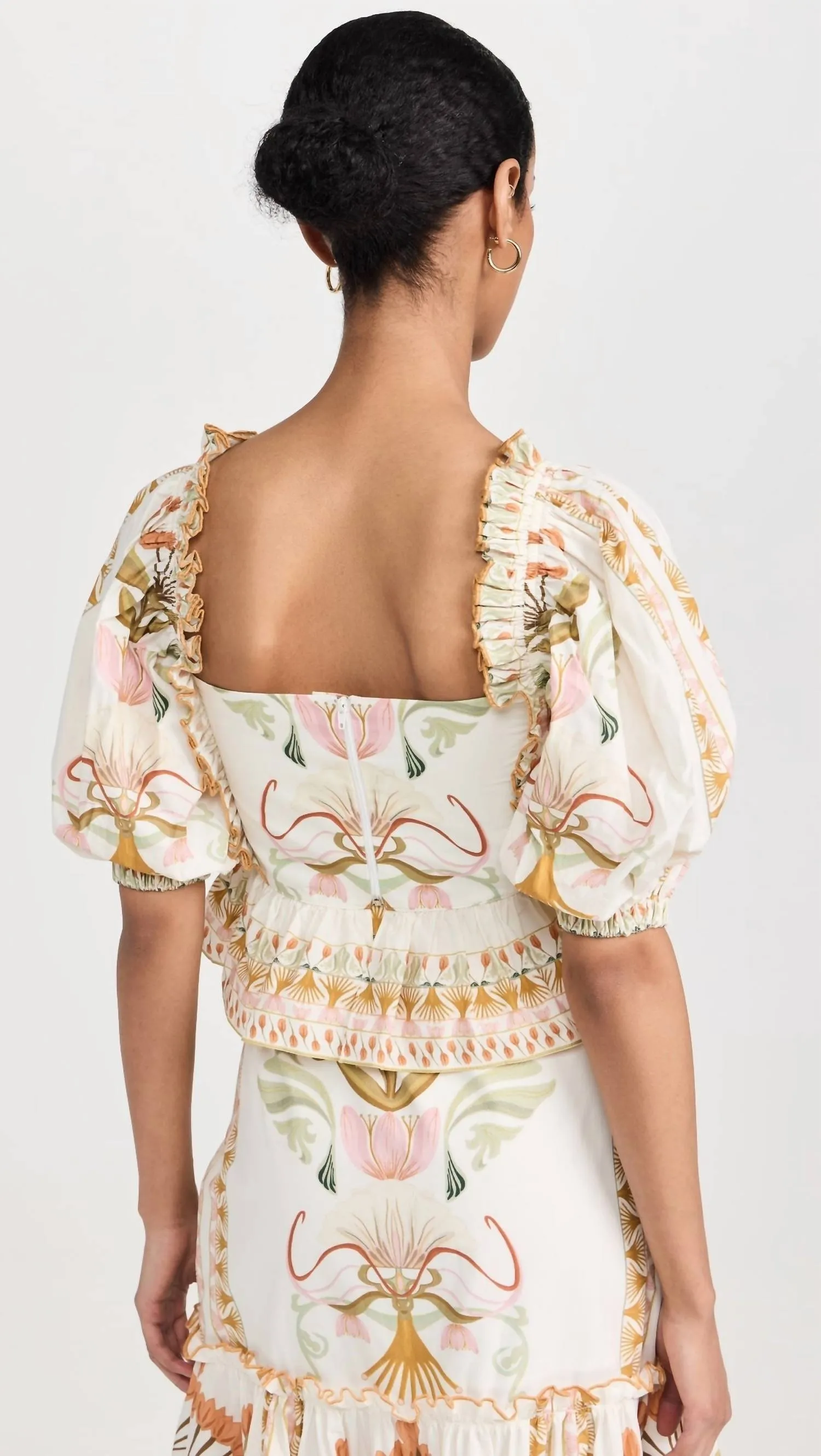 Daphne Printed Cotton Top In Natural