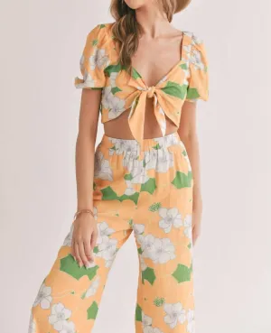 Desert Flower Crop Top In Yellow Multi