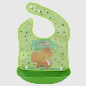 Elephant Bib With Silicone Pocket