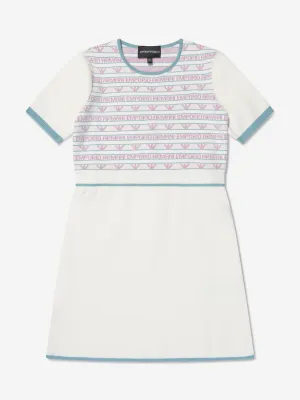Emporio Armani Girls Short Sleeve Logo Dress In White