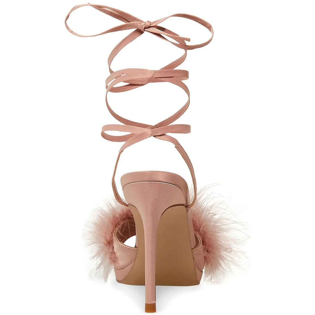 Excitee Womens Feather Tie Up Heels