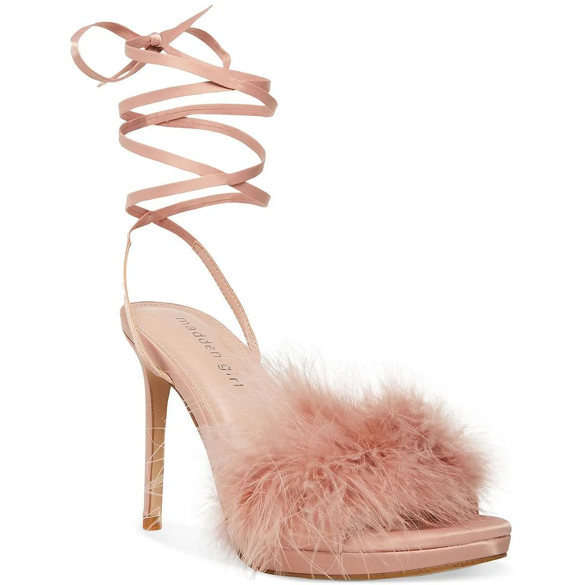 Excitee Womens Feather Tie Up Heels