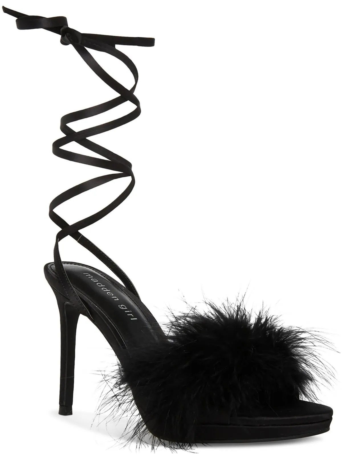 Excitee Womens Feather Tie Up Heels