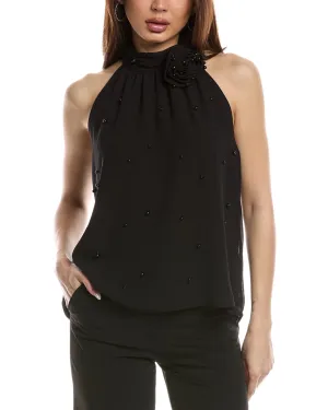 FATE Pearl-Embellished Corsage Halter Top