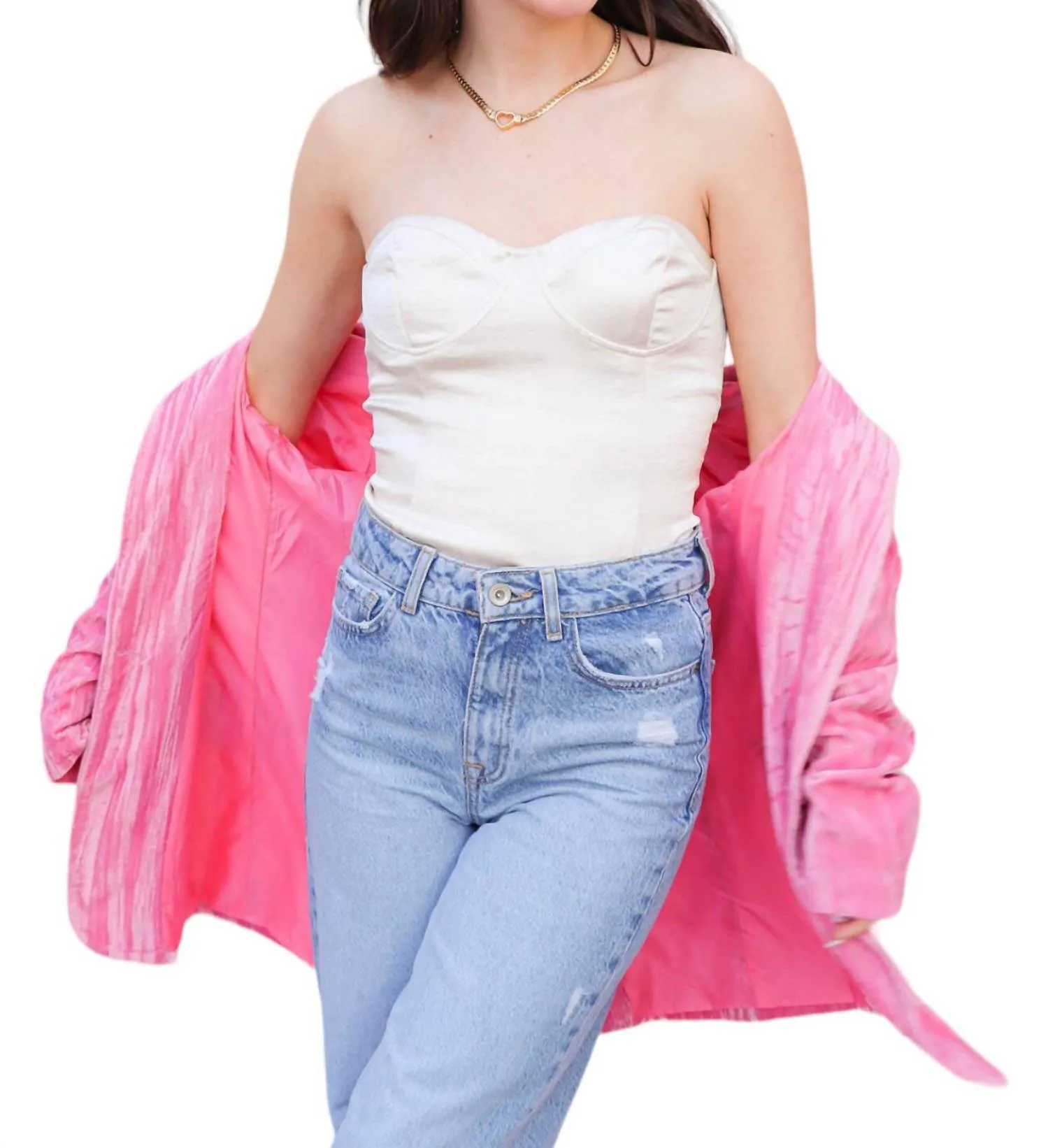 Feelin' Good Bustier Bodysuit In Beige