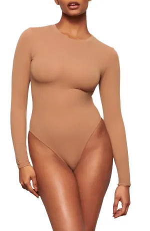 Fits Everybody Long Sleeve Crew Neck Bodysuit In Sienna