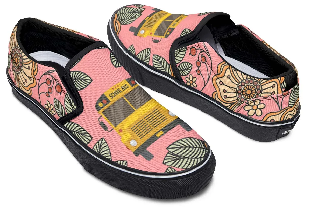 Floral School Bus Slip-On Shoes