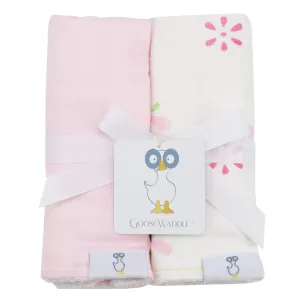 Flowers And Pink 2 Pk Muslin & Terry Cloth Burp Cloth Babykids_Goosewaddle
