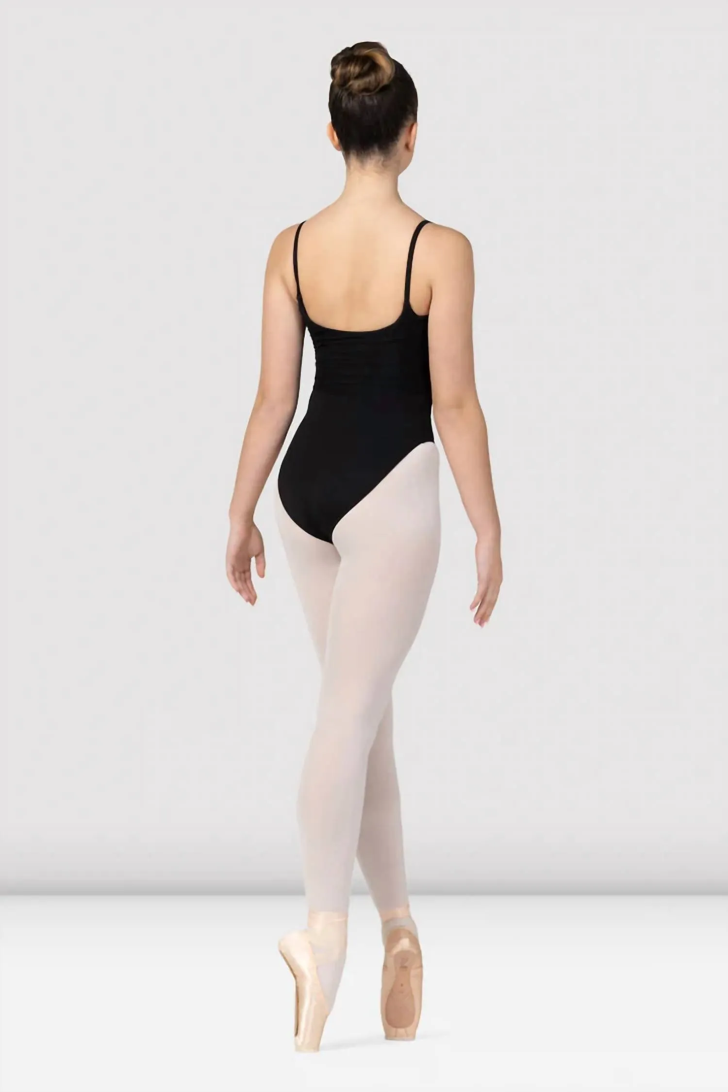 Franca Ruched Bodice Camisole Leotard In Black