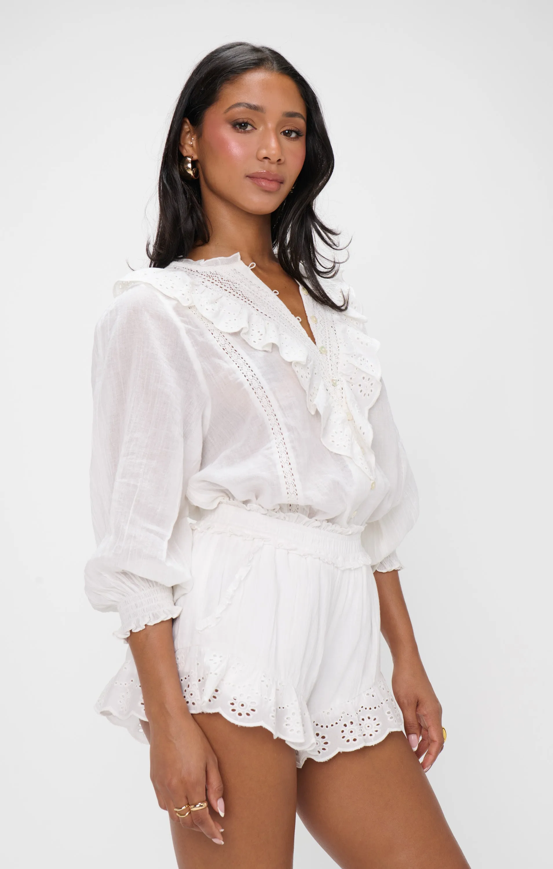 French Blouse ~ White Eyelet