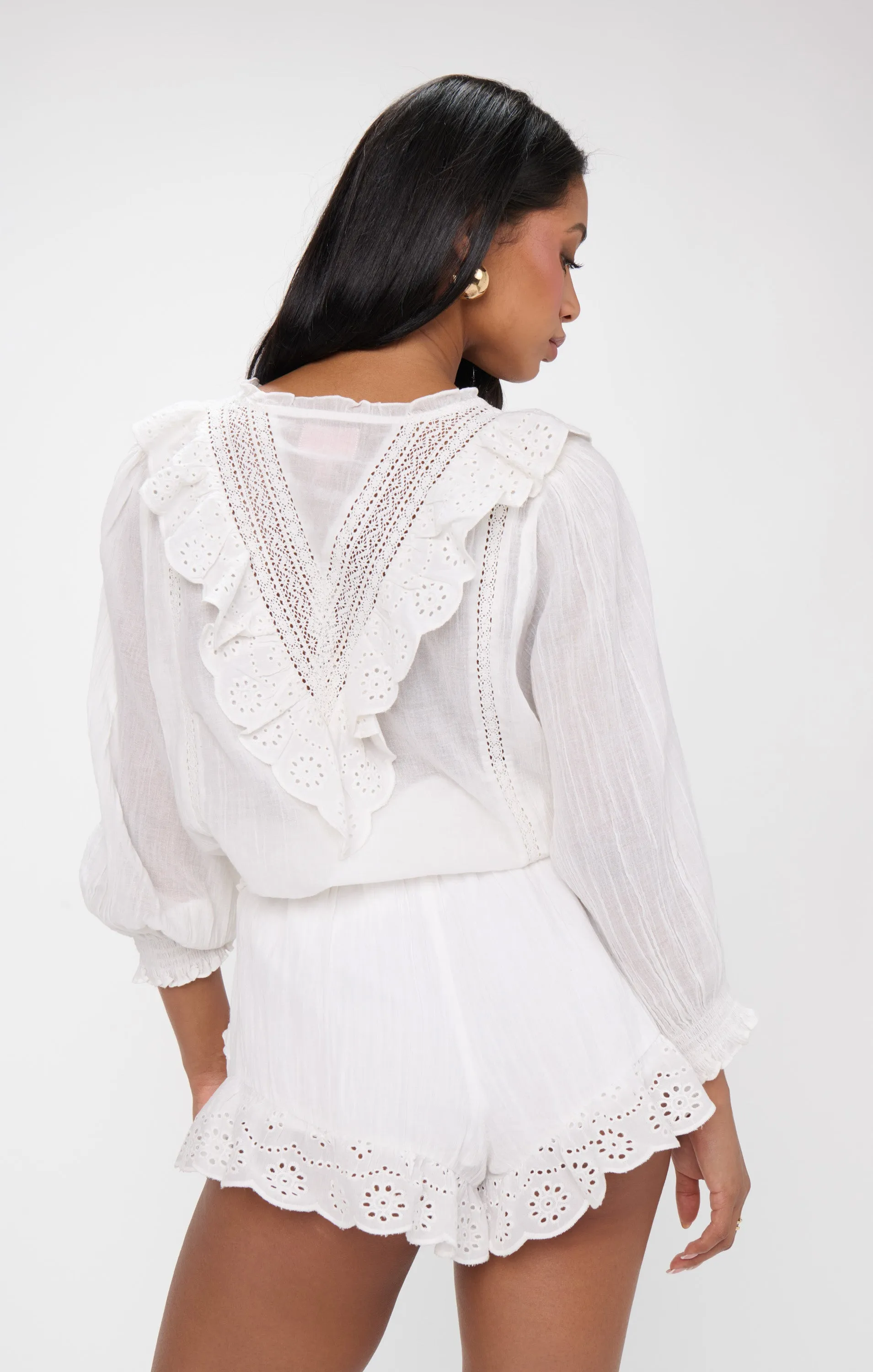 French Blouse ~ White Eyelet