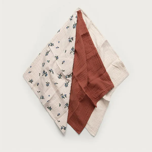 Garbo&Friends Muslin Burp Cloths (3 pcs) - Blueberry