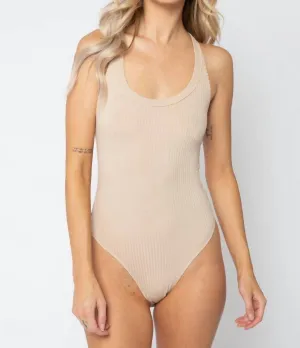 Gigi Racerback Tank Bodysuit In Taupe
