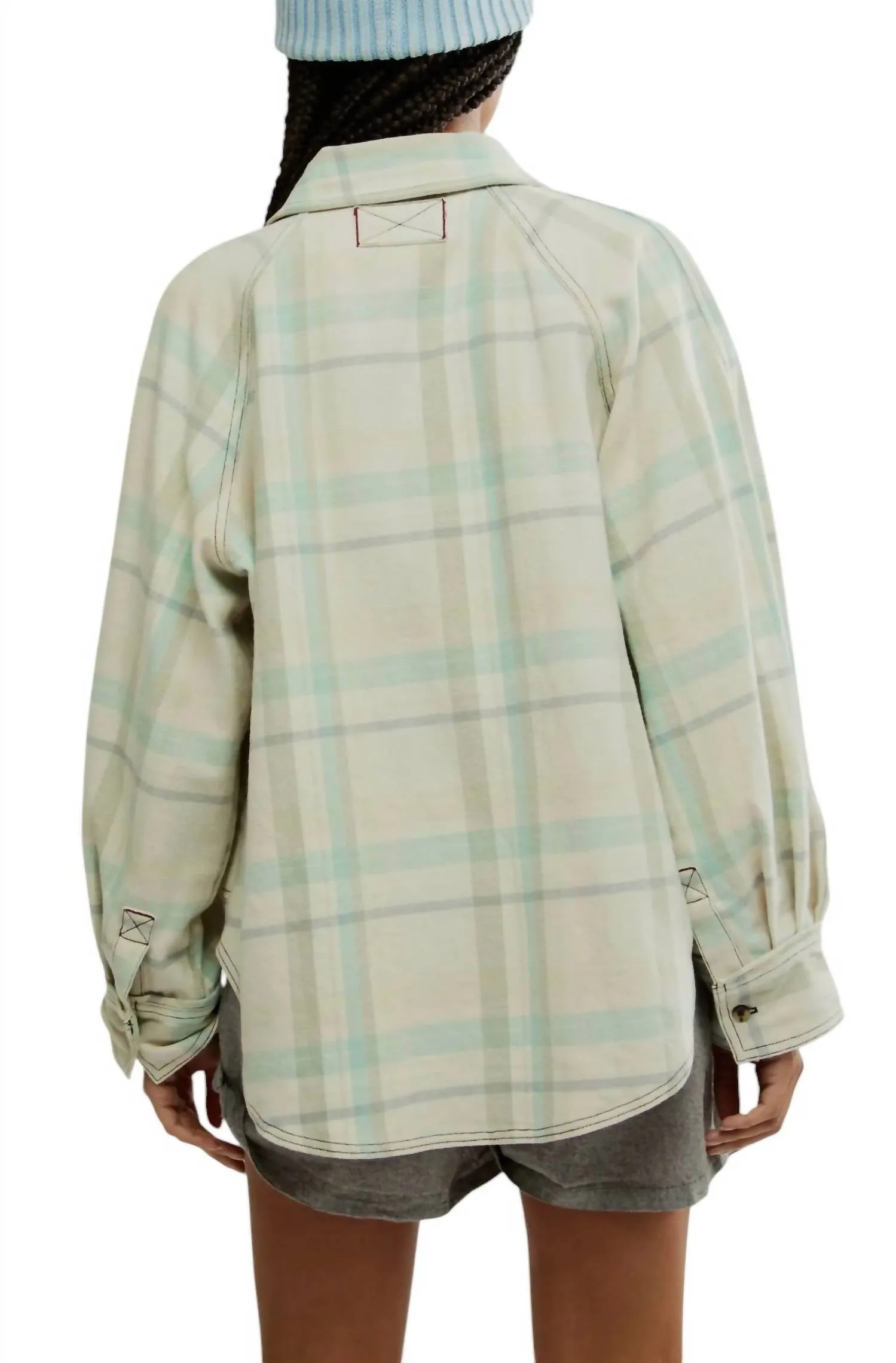 Girl Meets Boy Plaid Shirt In Tea Combo